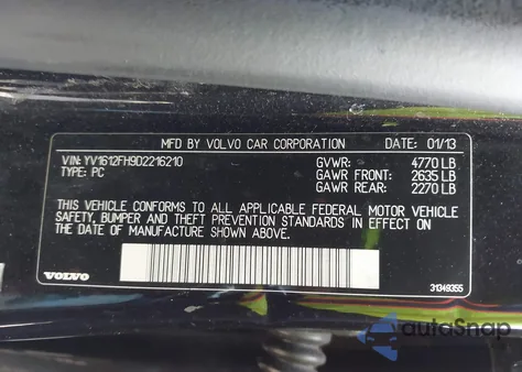 2013 Volvo S60 T5 z USA, uszkodzony, nr VIN YV1612FH9D2216210